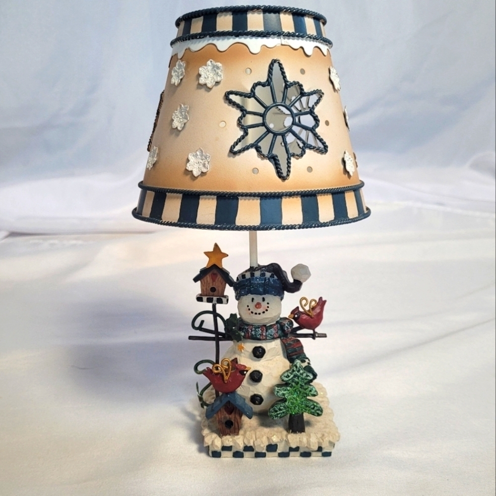 Home Interiors Snowman Metal Tea Light Lamp Holiday Winter Decor